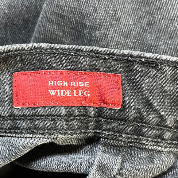 Lucky Legend Jeans Womens Size 12/31 Black Denim High Rise Wide Leg Raw Frayed - Picture 7 of 13